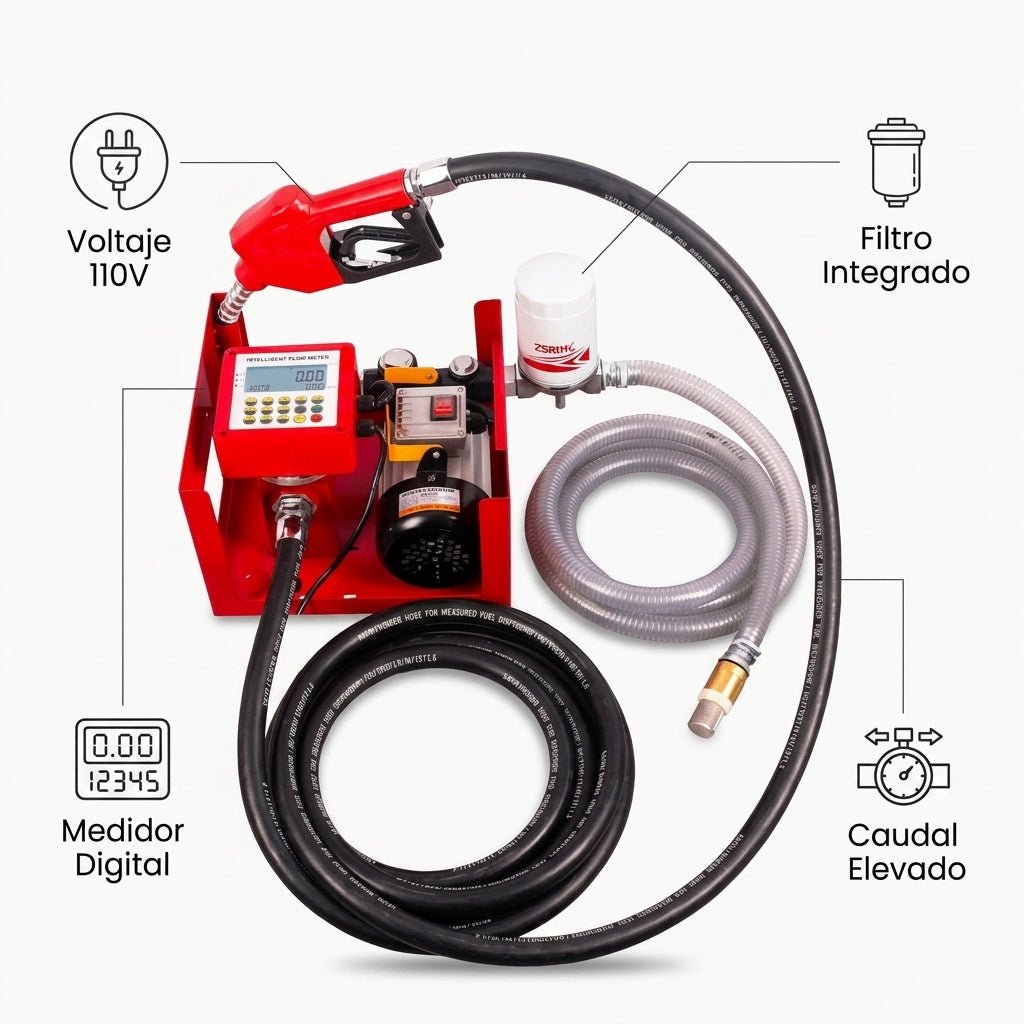 Portable Fuel Dispenser Pump System — Infografia de Caracteristicas | Generated by Modelize