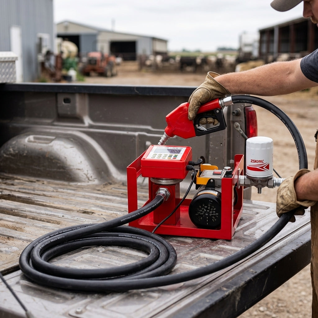 Portable fuel transfer pump system — Estilo de Vida - Producto en Uso | Generated by Modelize