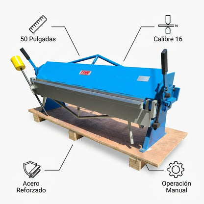 Industrial sheet metal brake — Infografia de Caracteristicas | Generated by Modelize