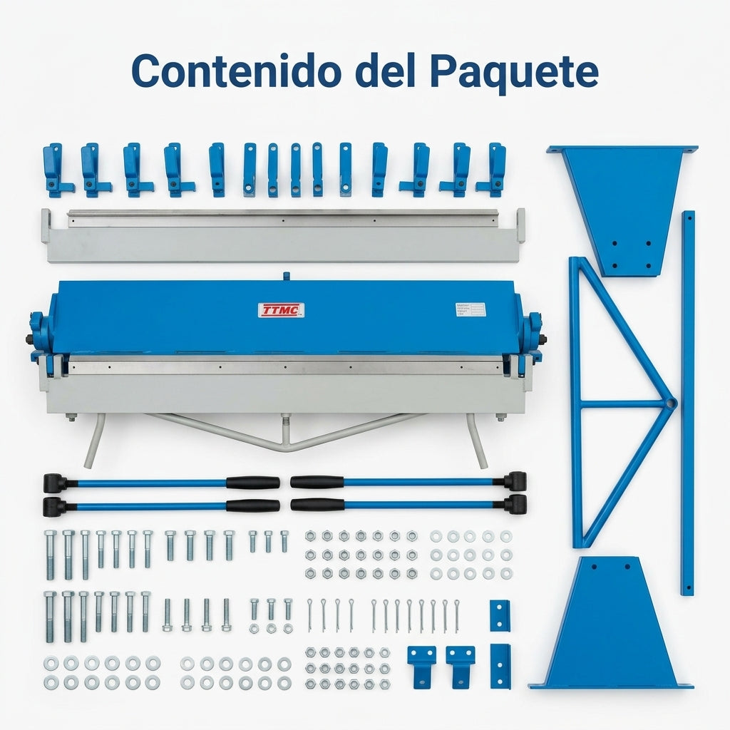 Industrial Sheet Metal Brake — Contenido del Paquete - Vista Aerea | Generated by Modelize