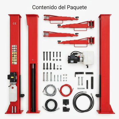 Two-post hydraulic vehicle lift — Contenido del Paquete - Vista Aerea | Generated by Modelize