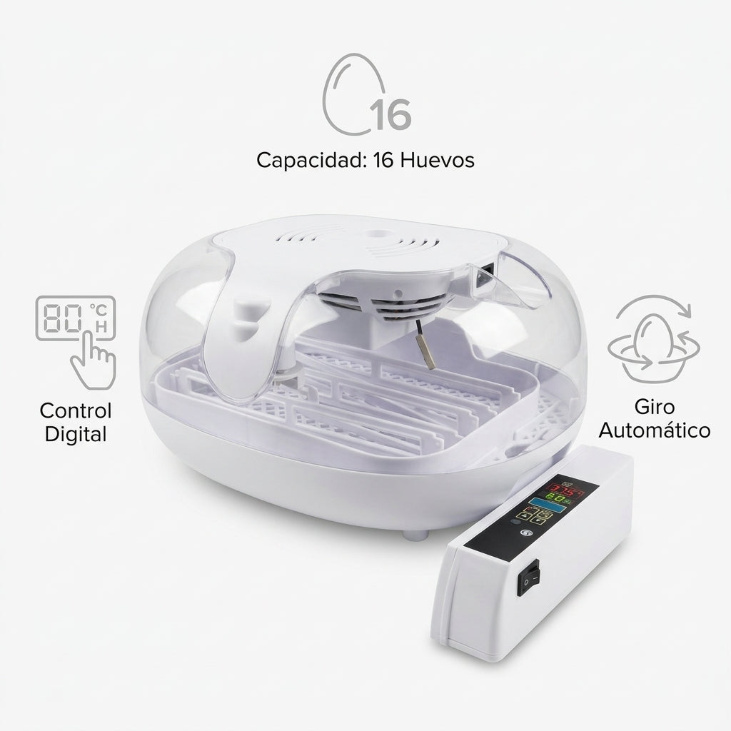 Incubadora automática de huevos — Infografia de Caracteristicas | Generated by Modelize