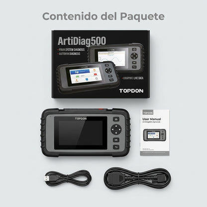 Automotive Diagnostic Scanner — Contenido del Paquete - Vista Aerea | Generated by Modelize