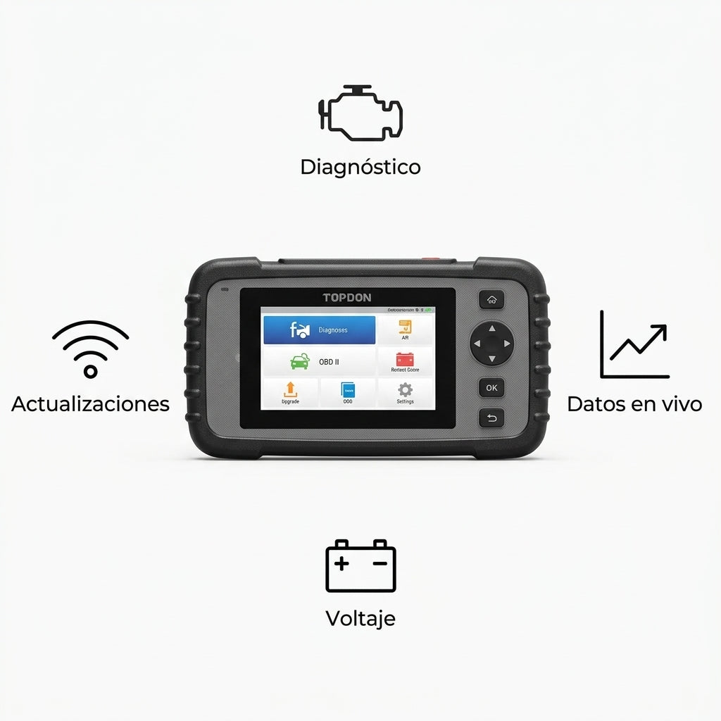 OBDII Diagnostic Scanner — Infografia de Caracteristicas | Generated by Modelize