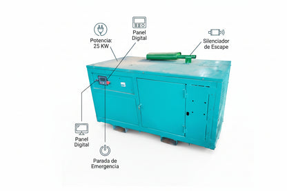 Industrial 25 KW Power Generator — Infografia de Caracteristicas | Generated by Modelize