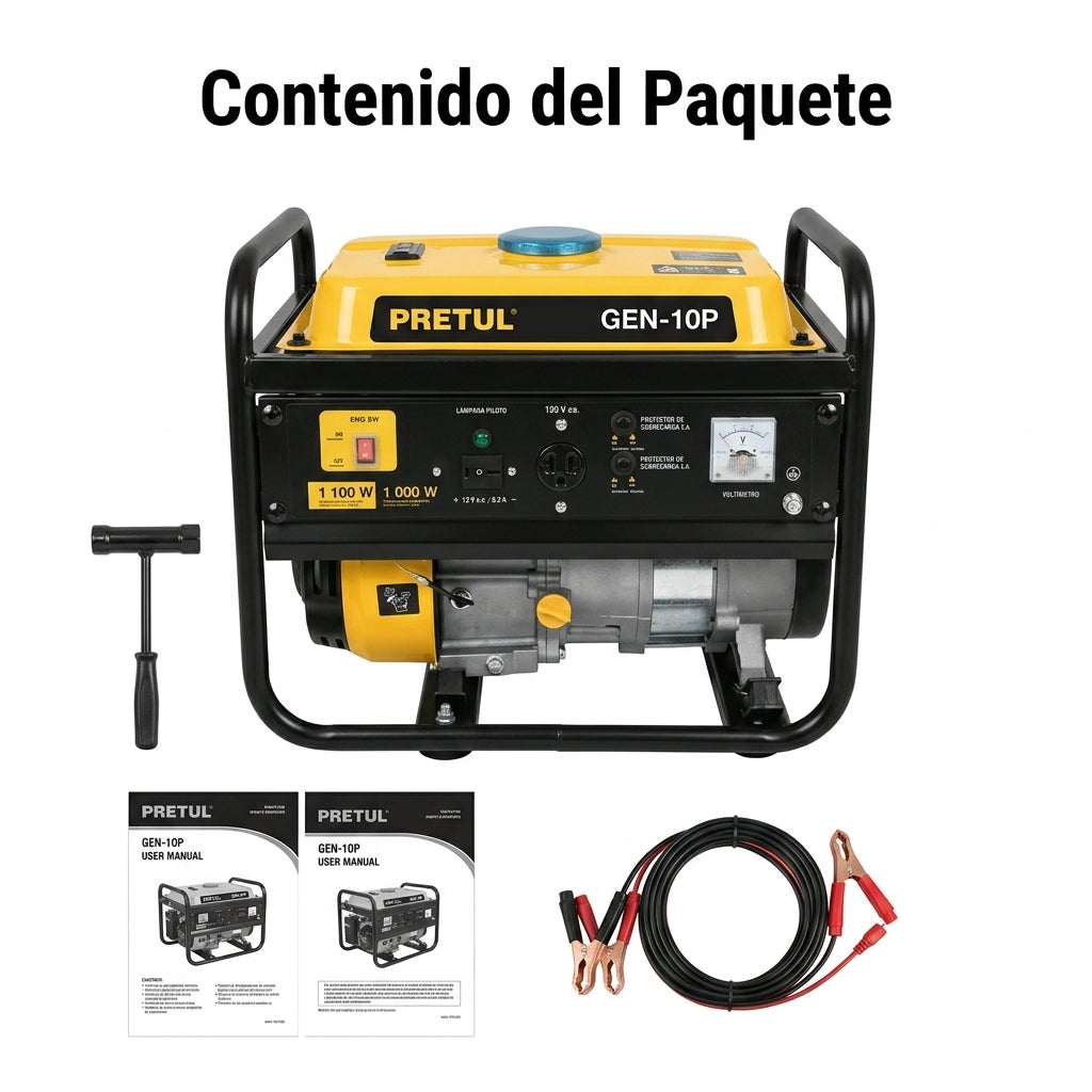 Portable Electric Generator — Contenido del Paquete - Vista Aerea | Generated by Modelize