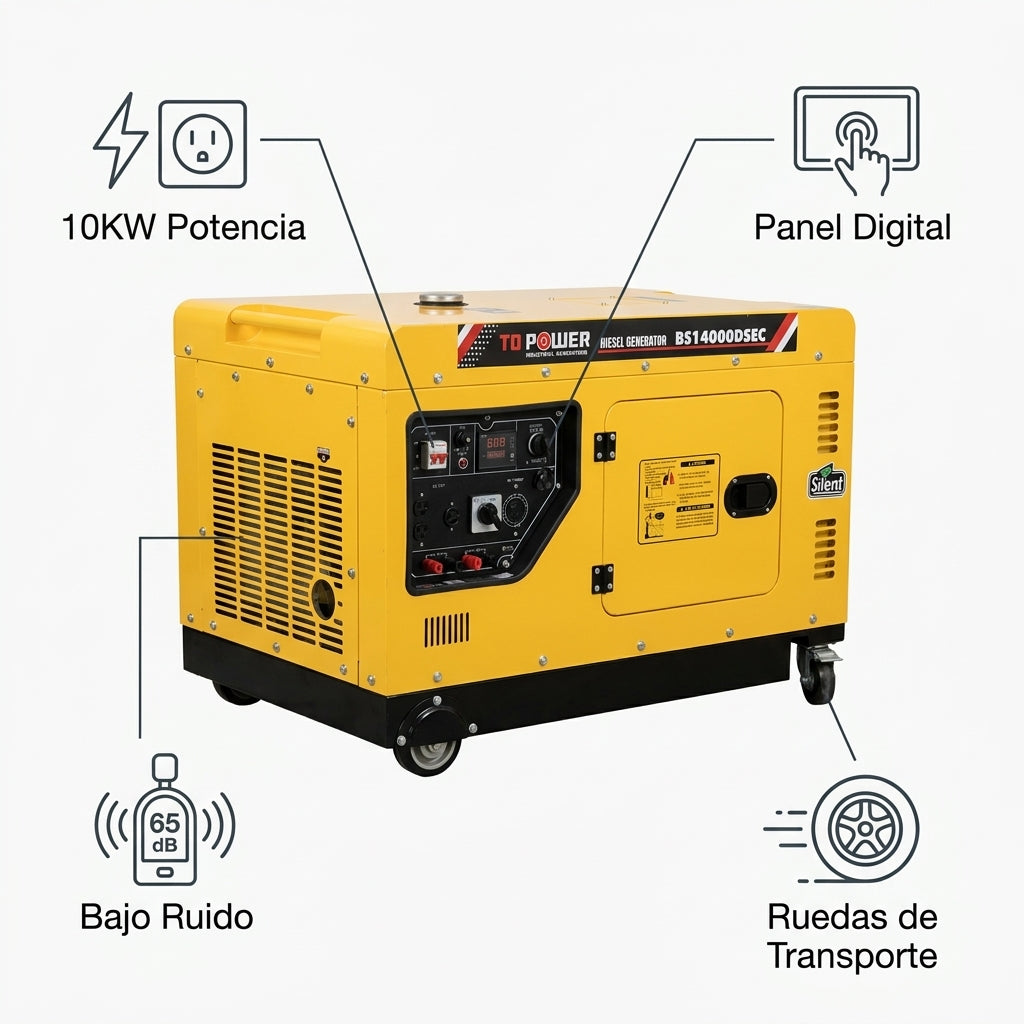 Industrial Diesel Generator — Infografia de Caracteristicas | Generated by Modelize
