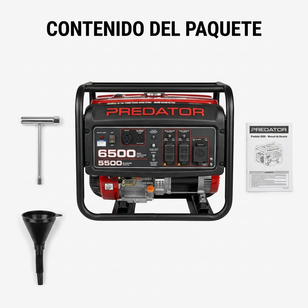 Portable Gasoline Generator — Contenido del Paquete - Vista Aerea | Generated by Modelize