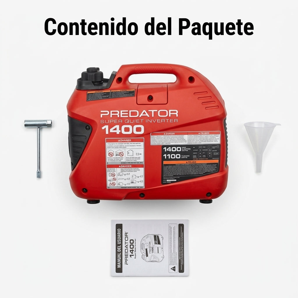 Portable inverter generator — Contenido del Paquete - Vista Aerea | Generated by Modelize