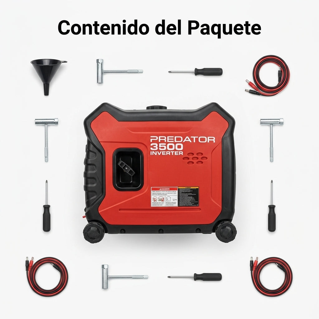 Portable Inverter Generator — Contenido del Paquete - Vista Aerea | Generated by Modelize
