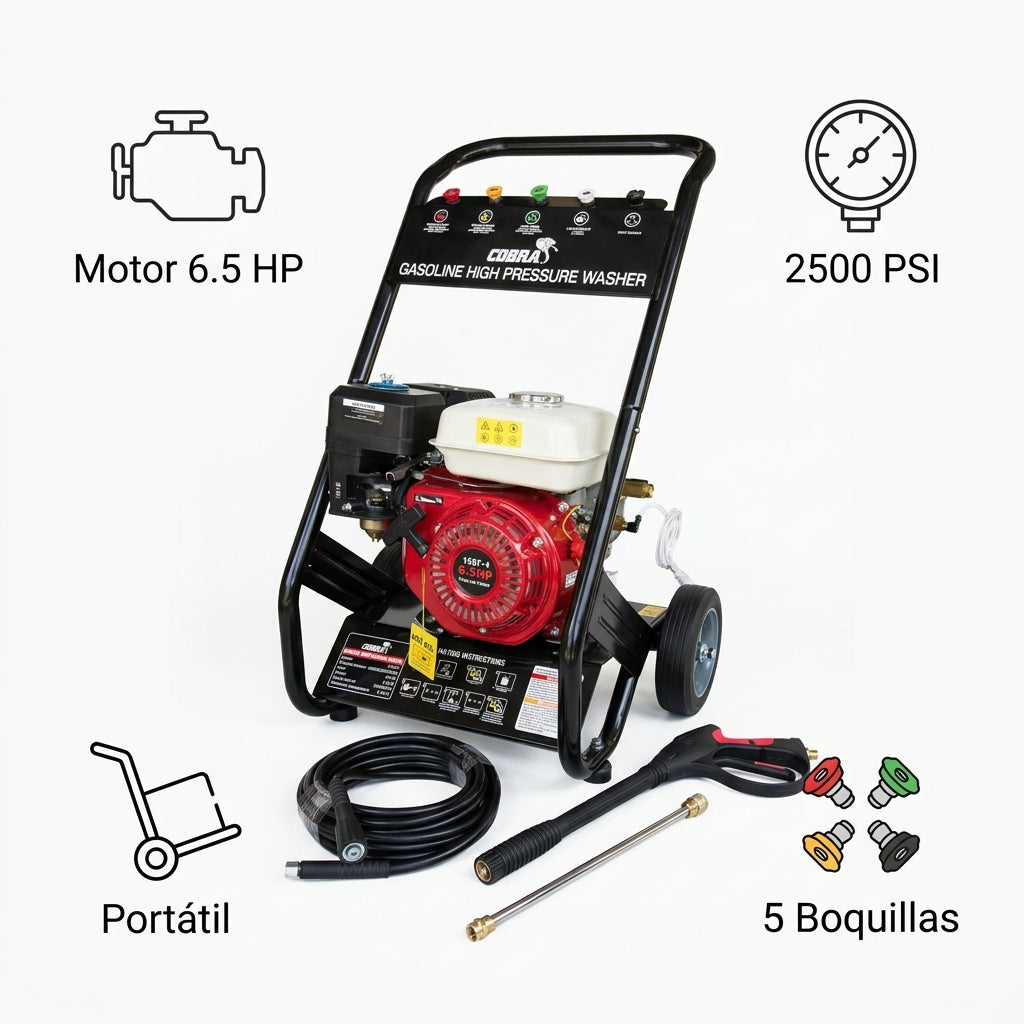 Gasoline high pressure washer — Infografia de Caracteristicas | Generated by Modelize