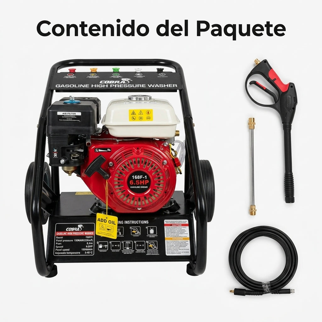 Gasoline High Pressure Washer — Contenido del Paquete - Vista Aerea | Generated by Modelize