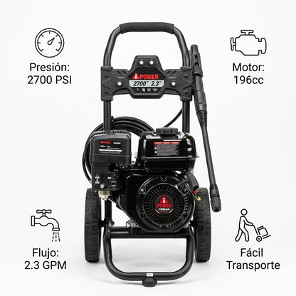 Gas-powered pressure washer — Infografia de Caracteristicas | Generated by Modelize