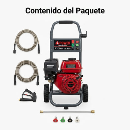 Gas-powered pressure washer — Contenido del Paquete - Vista Aerea | Generated by Modelize