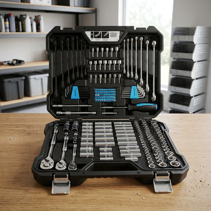 200-piece mechanics tool set with carrying case — Estilo de Vida - Producto en Uso | Generated by Modelize