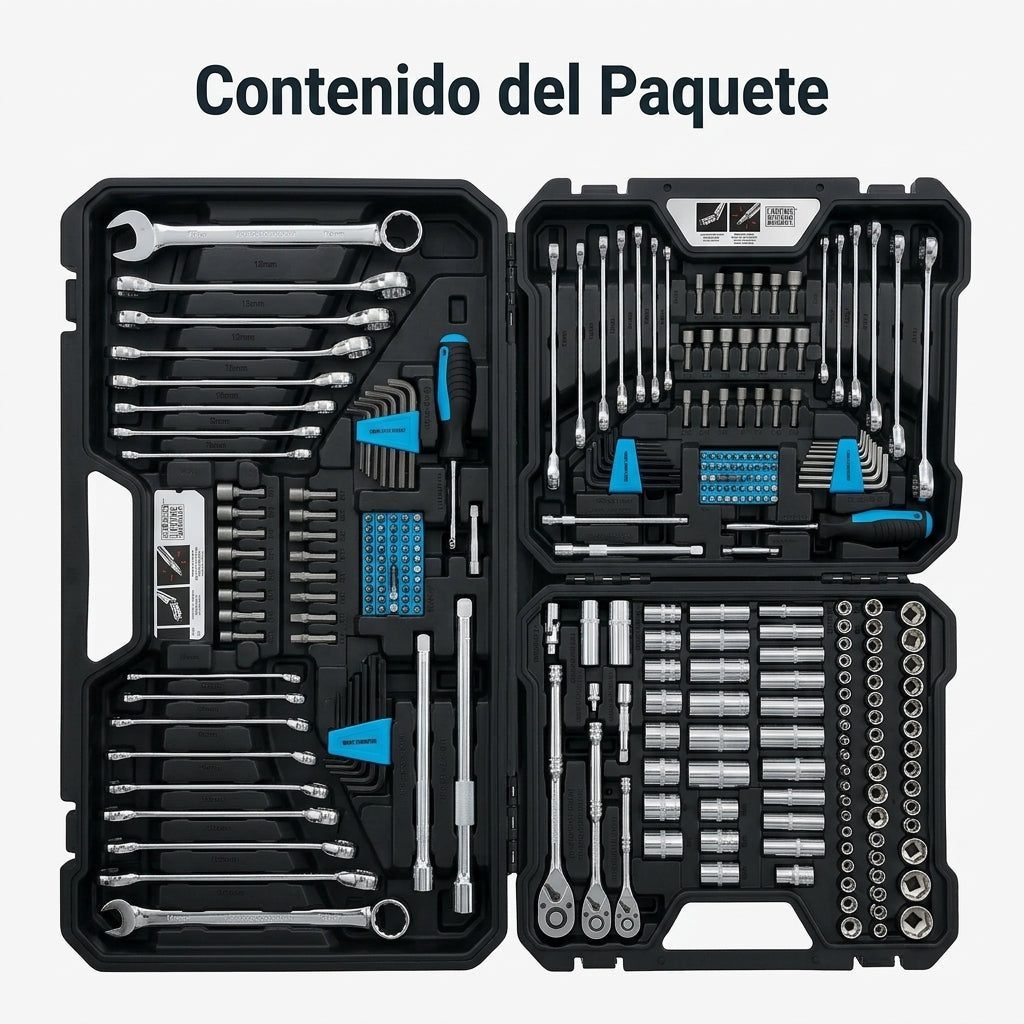 200-piece mechanic's tool set — Contenido del Paquete - Vista Aerea | Generated by Modelize