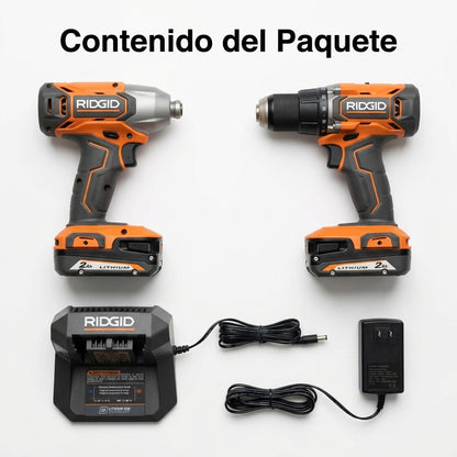 Cordless power tool combo kit — Contenido del Paquete - Vista Aerea | Generated by Modelize
