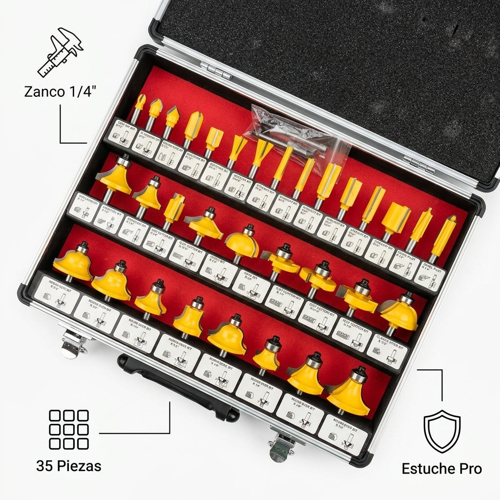 Router bit set — Infografia de Caracteristicas | Generated by Modelize