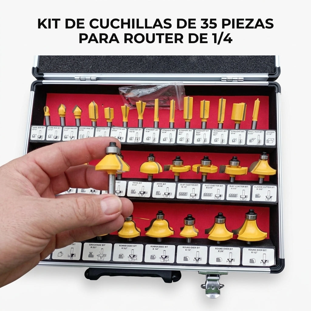 35-piece router bit set — Portada Principal - Estudio Blanco | Generated by Modelize