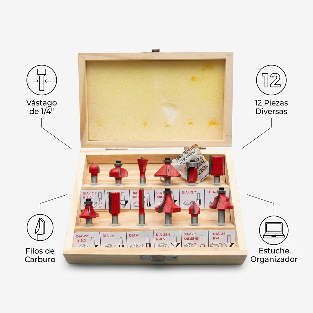 Router bit set — Infografia de Caracteristicas | Generated by Modelize