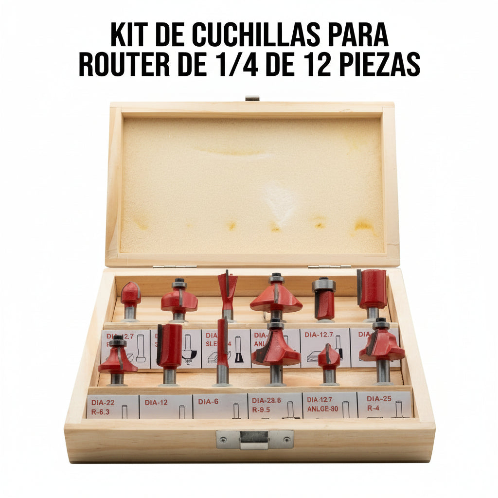 12-piece router bit set — Portada Principal - Estudio Blanco | Generated by Modelize