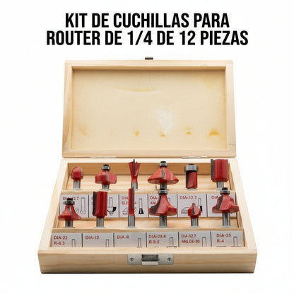 12-piece router bit set — Portada Principal - Estudio Blanco | Generated by Modelize