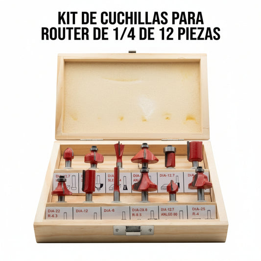 12-piece router bit set — Portada Principal - Estudio Blanco | Generated by Modelize