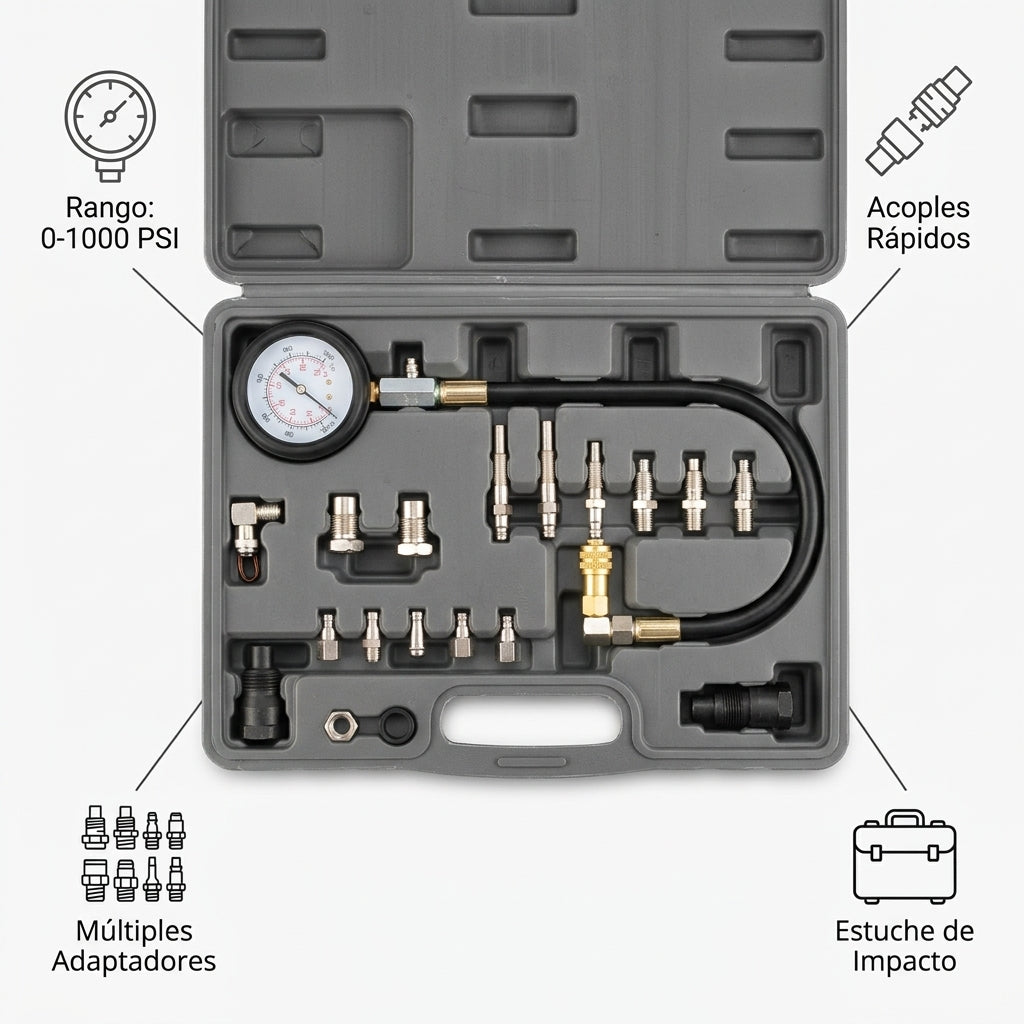 Diesel engine compression measurement kit — Infografia de Caracteristicas | Generated by Modelize