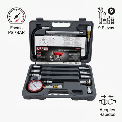 Automotive compression tester kit — Infografia de Caracteristicas | Generated by Modelize