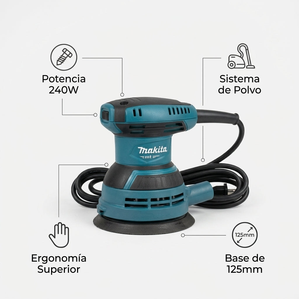 Random orbital sander — Infografia de Caracteristicas | Generated by Modelize