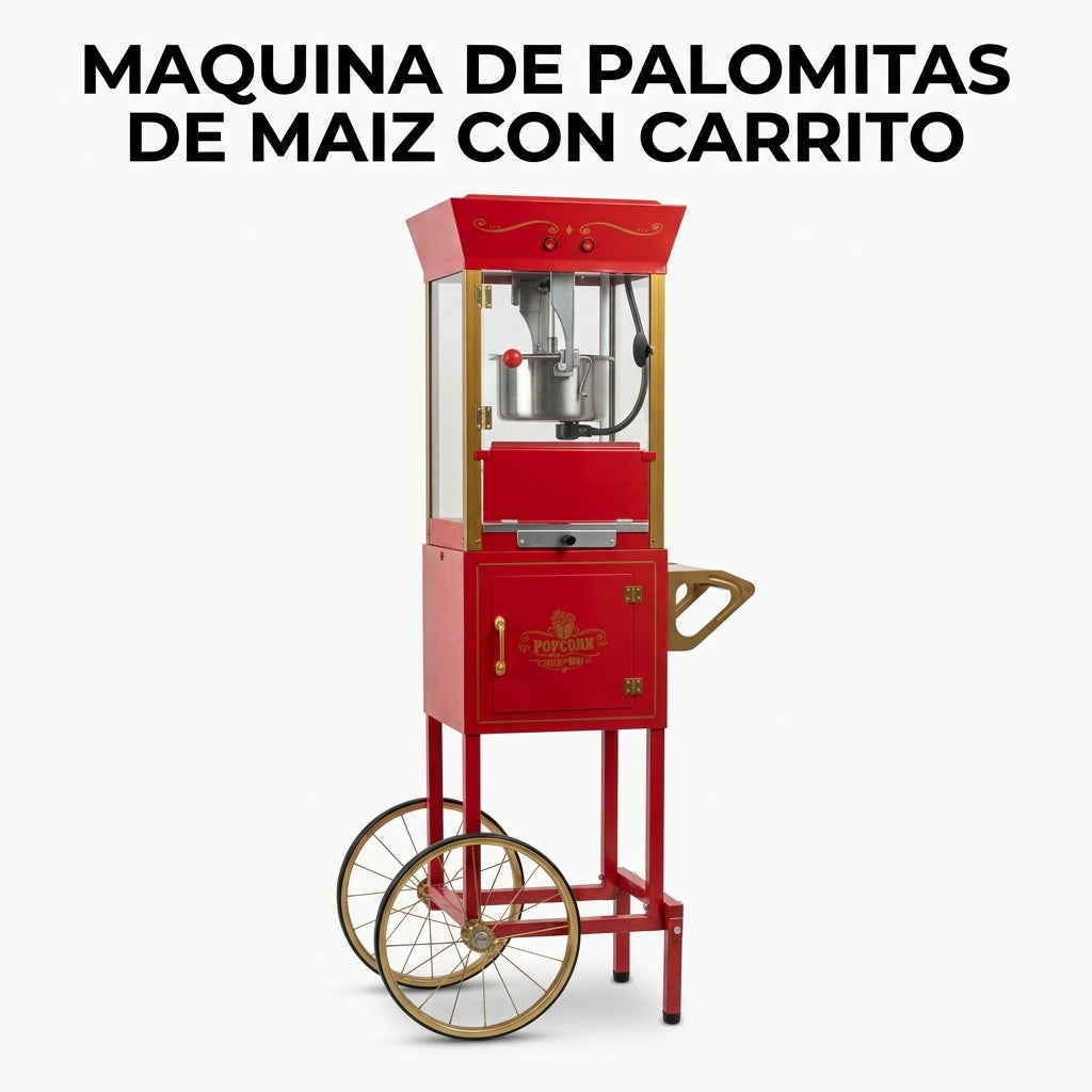 Vintage-style popcorn machine with cart — Portada Principal - Estudio Blanco | Generated by Modelize