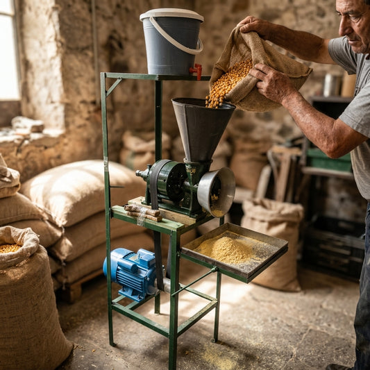 Motorized corn mill with stand — Estilo de Vida - Producto en Uso | Generated by Modelize