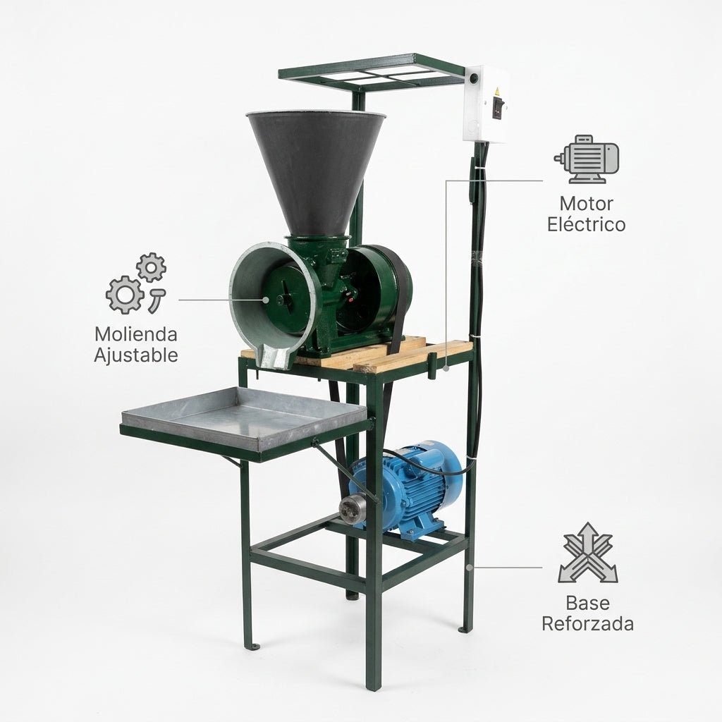 Industrial corn mill — Infografia de Caracteristicas | Generated by Modelize