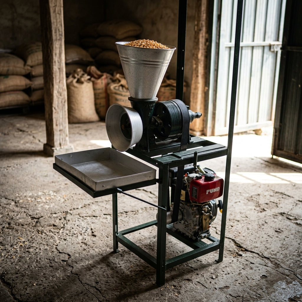 Industrial Diesel Grain Mill — Estilo de Vida - Producto en Uso | Generated by Modelize
