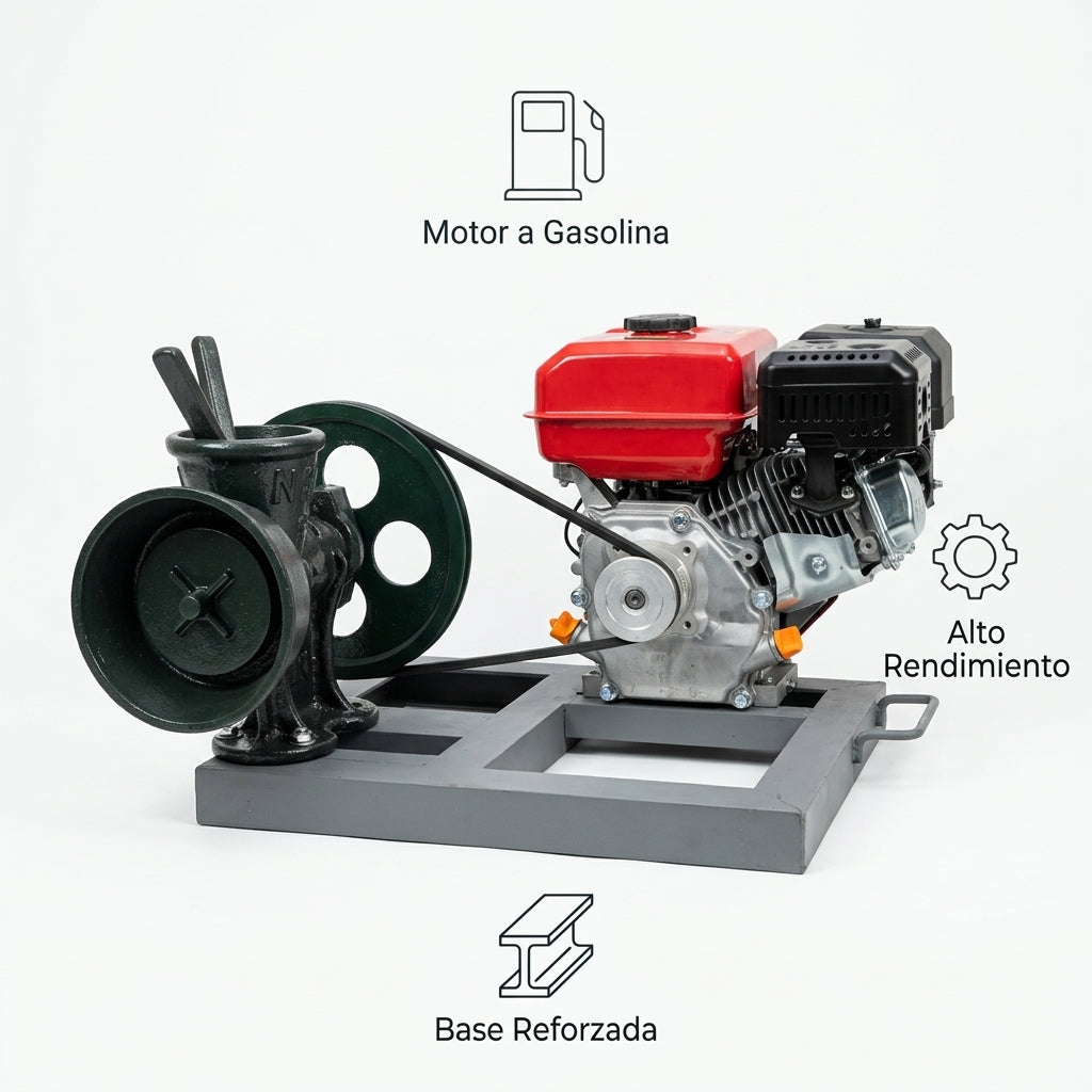 Gasoline-powered grain mill — Infografia de Caracteristicas | Generated by Modelize