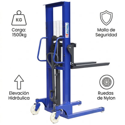 Manual Hydraulic Stacker — Infografia de Caracteristicas | Generated by Modelize