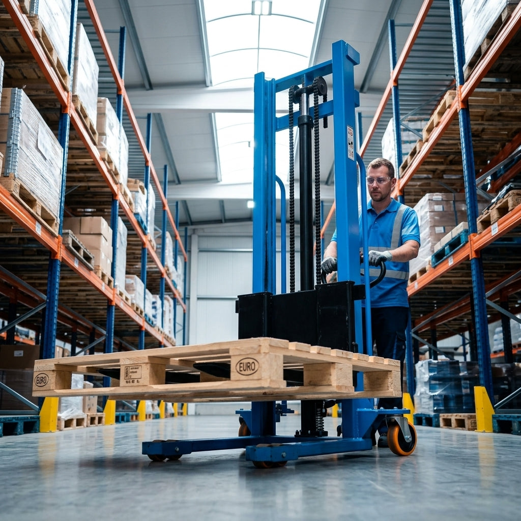 Electric pallet stacker — Estilo de Vida - Producto en Uso | Generated by Modelize