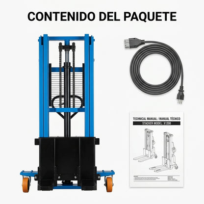 Electric pallet stacker — Contenido del Paquete - Vista Aerea | Generated by Modelize