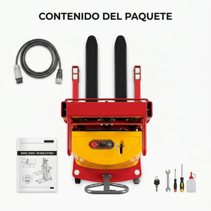 Electric pallet stacker — Contenido del Paquete - Vista Aerea | Generated by Modelize