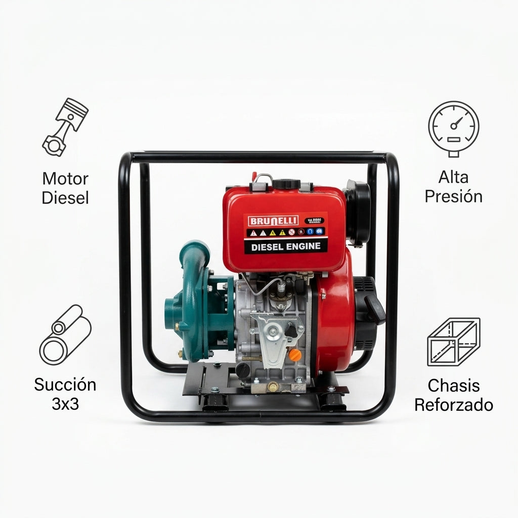 Diesel high-pressure water pump — Infografia de Caracteristicas | Generated by Modelize