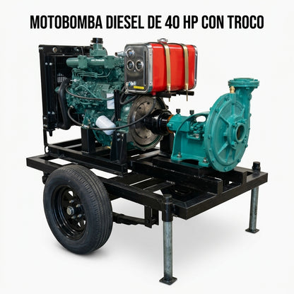 Industrial diesel motor pump on a mobile trailer — Portada Principal - Estudio Blanco | Generated by Modelize
