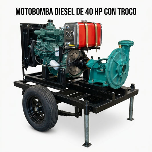 Industrial diesel motor pump on a mobile trailer — Portada Principal - Estudio Blanco | Generated by Modelize