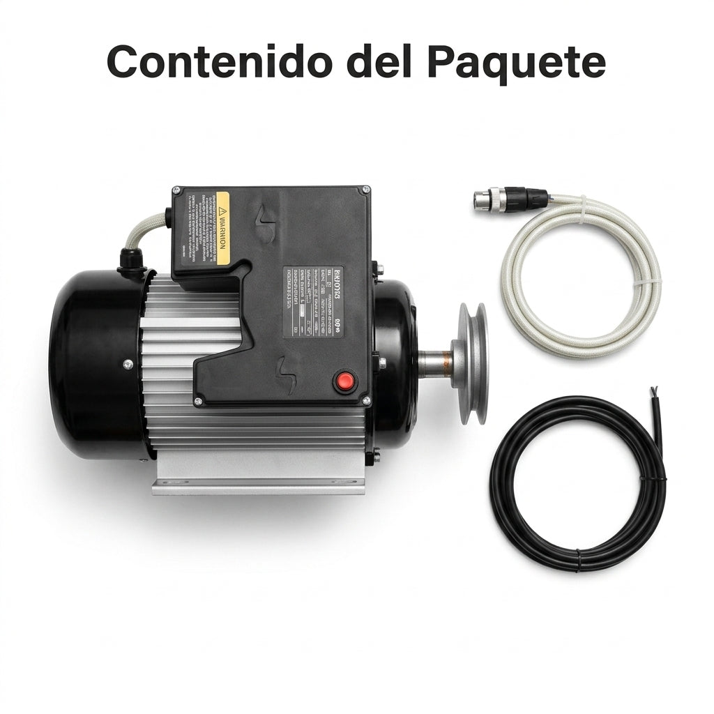 4 HP 3500 RPM electric motor with pulley — Contenido del Paquete - Vista Aerea | Generated by Modelize