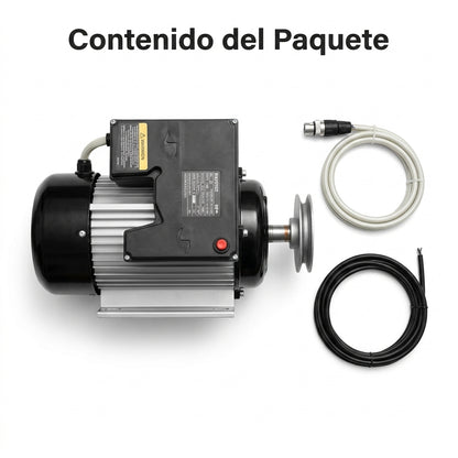 4 HP 3500 RPM electric motor with pulley — Contenido del Paquete - Vista Aerea | Generated by Modelize
