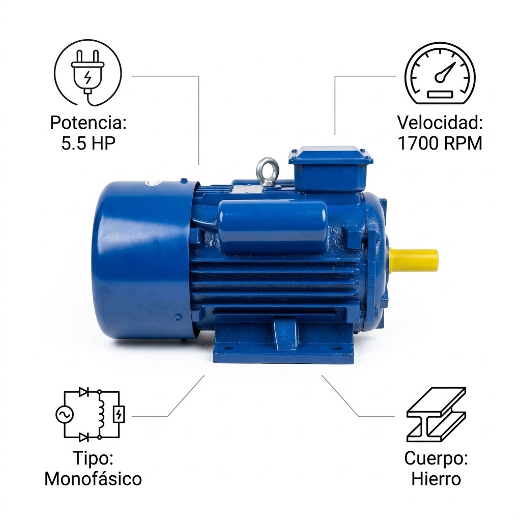 Industrial electric motor — Infografia de Caracteristicas | Generated by Modelize