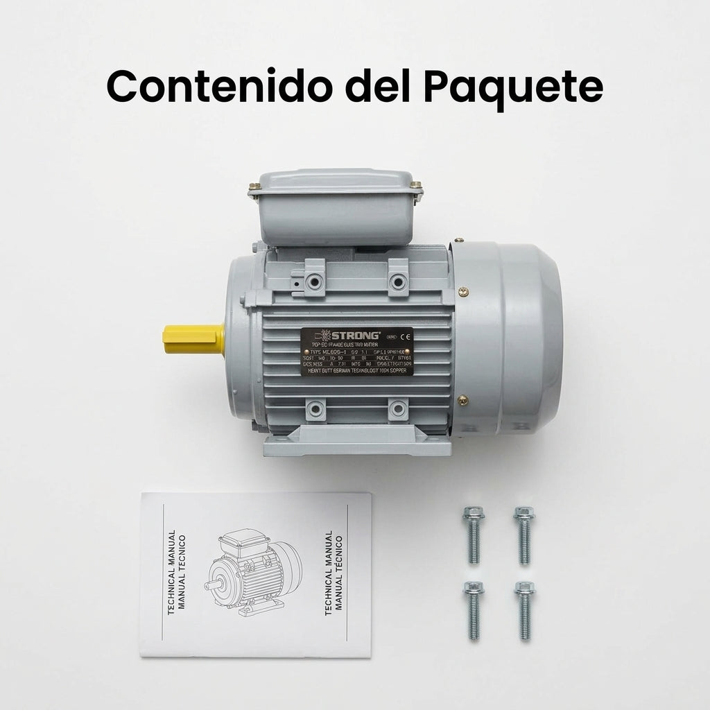 Single-phase electric motor — Contenido del Paquete - Vista Aerea | Generated by Modelize