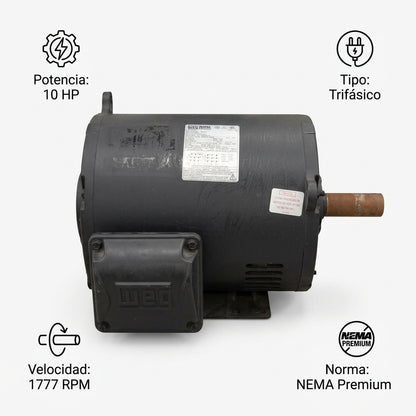 Industrial Three-Phase Electric Motor — Infografia de Caracteristicas | Generated by Modelize