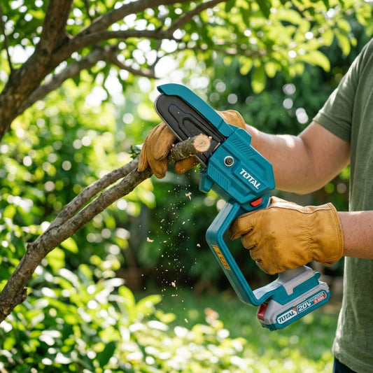 Cordless 5-inch mini chainsaw — Estilo de Vida - Producto en Uso | Generated by Modelize