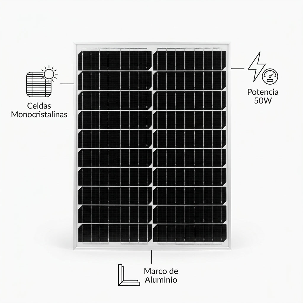 Monocrystalline Solar Panel — Infografia de Caracteristicas | Generated by Modelize