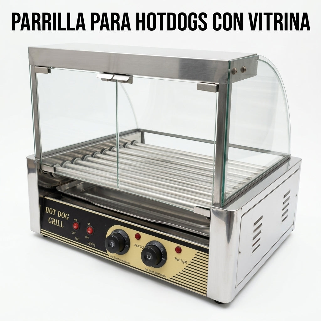 Commercial Hot Dog Roller Grill with Glass Case — Portada Principal - Estudio Blanco | Generated by Modelize